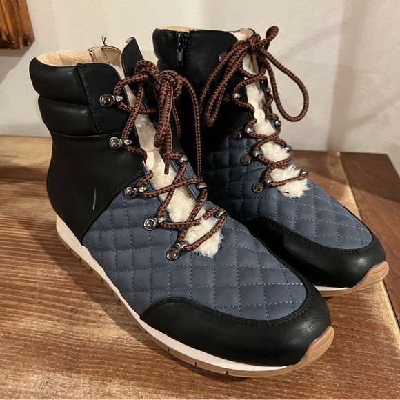 Wonderly Baluxy Booties Blue Faux Fur Size  9 - Picture 4 of 10